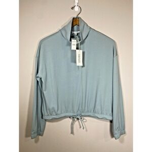 Haven Well Within Sweater NWT Size SMALL Green 1/4 Zip Mock Neck Crop Sweatshirt